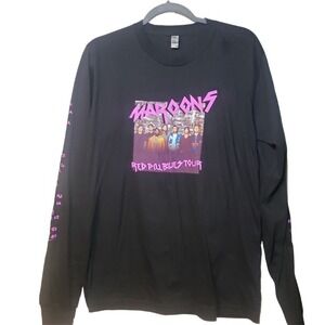 Maroon 5 Red Pill Blues Tour Long Sleeve Shirt Black Pink Los Angeles Apparel M